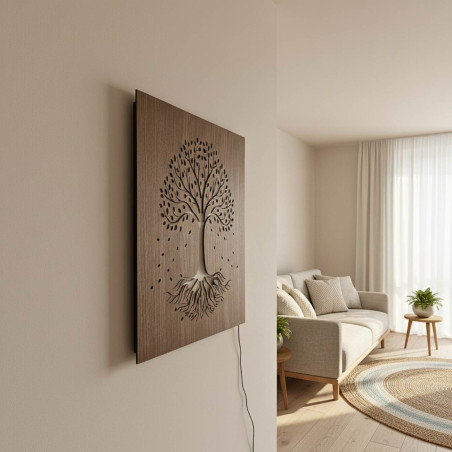 LED-Holzbild „Baum des Lebens“ mit farbenfroher RGB-Hintergrundbeleuchtung
