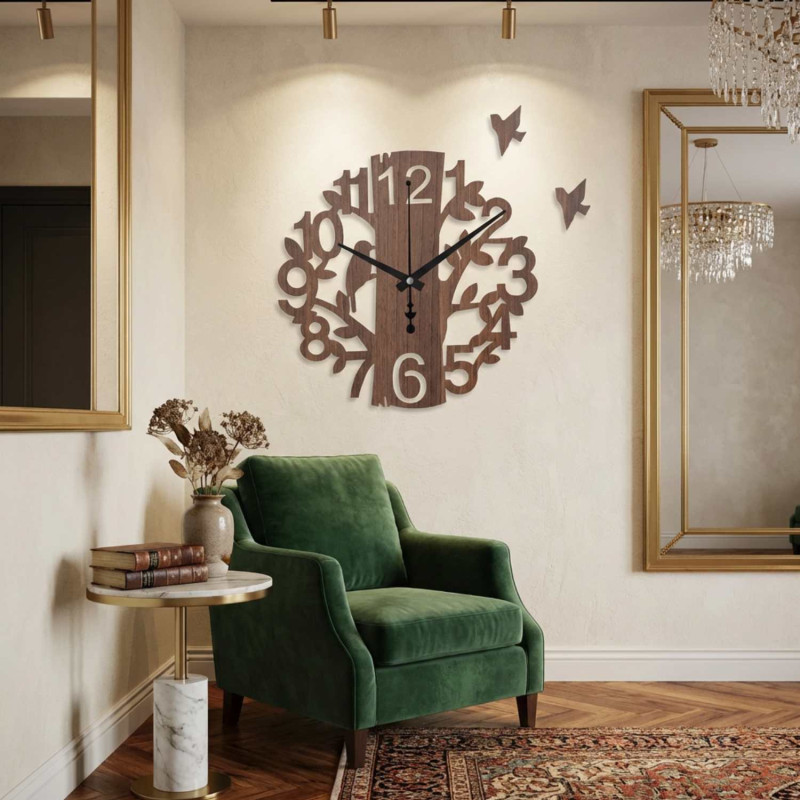 Vogeluhr aus Holz -