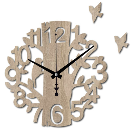 Vogeluhr aus Holz -