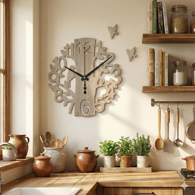 Vogeluhr aus Holz -