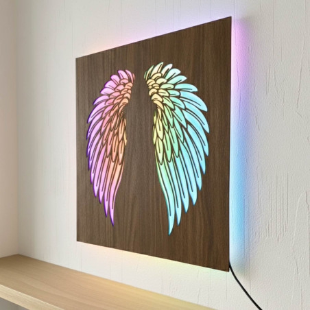 LED-Holzbild – Mandala „Blume des Lebens“ mit moderner RGB-Beleuchtung
