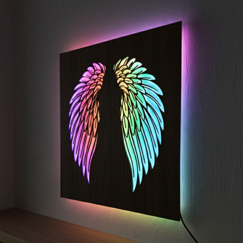 LED-Holzbild – Mandala „Blume des Lebens“ mit moderner RGB-Beleuchtung