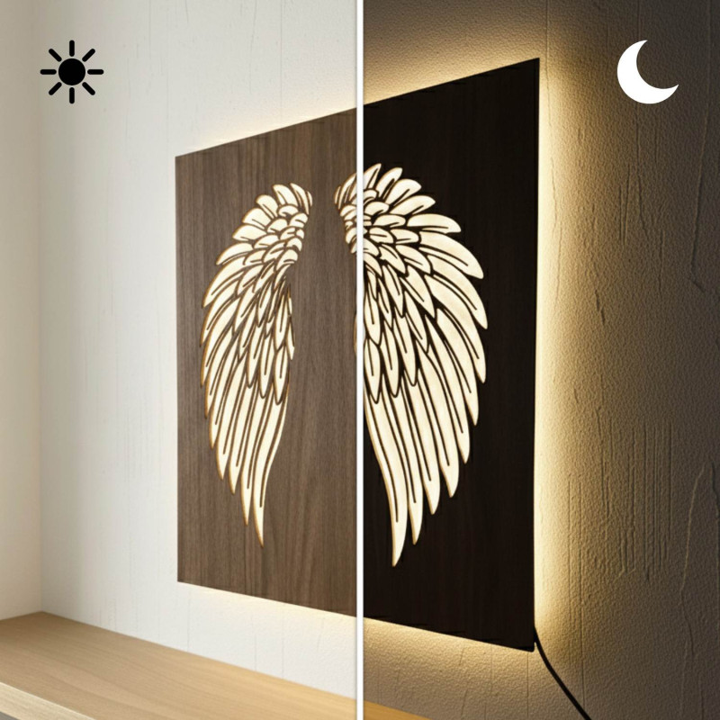 Hinterleuchtetes LED-Bild aus Holz –...