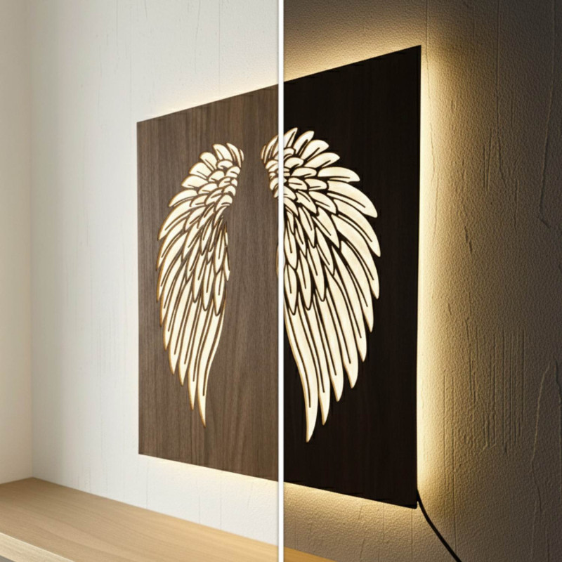 Hinterleuchtetes LED-Bild aus Holz –...