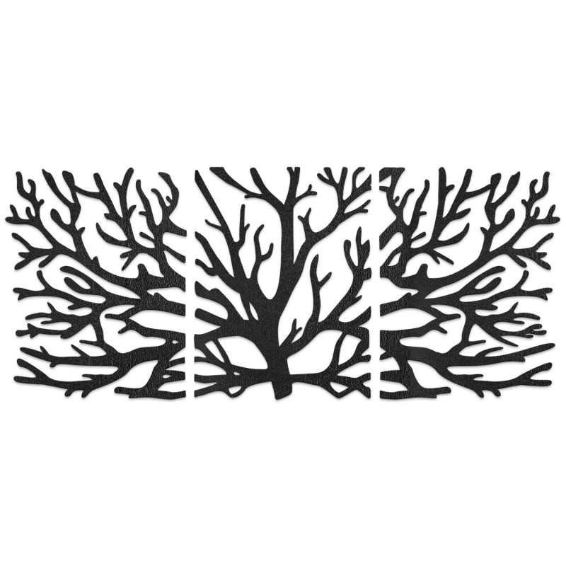 Designer-Holzgemälde „Baum des Lebens“ als dominantes Gestaltungselement des Wohnzimmers