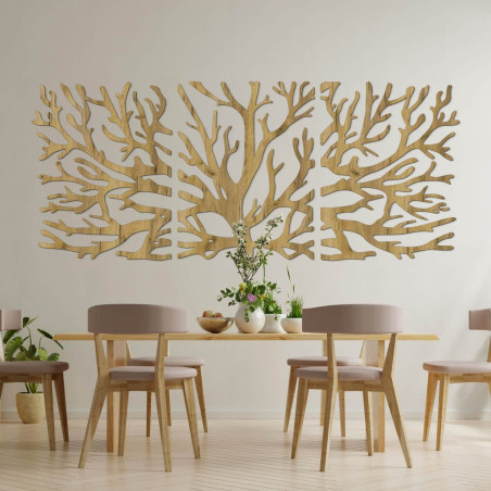 Ökologische Wanddekoration aus Holz mit Lebensbaum-Motiv