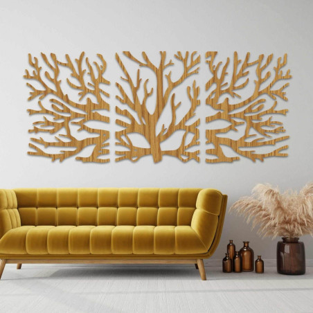 Ökologische Wanddekoration aus Holz mit Lebensbaum-Motiv