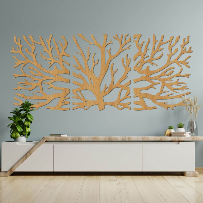 Ökologische Wanddekoration aus Holz mit Lebensbaum-Motiv