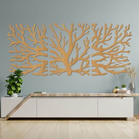 Ökologische Wanddekoration aus Holz mit Lebensbaum-Motiv