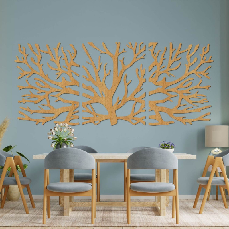 Ökologische Wanddekoration aus Holz mit Lebensbaum-Motiv