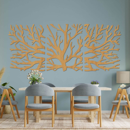 Ökologische Wanddekoration aus Holz mit Lebensbaum-Motiv
