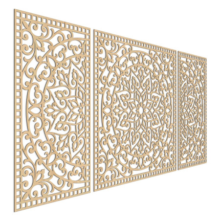 Dreiteiliges Holzmandala – eine moderne Dekoration für jedes Interieur