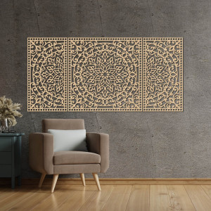 Dreiteiliges Holzmandala – eine moderne Dekoration für jedes Interieur 2