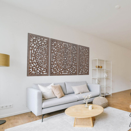 Dreiteiliges Holzmandala – eine moderne Dekoration für jedes Interieur