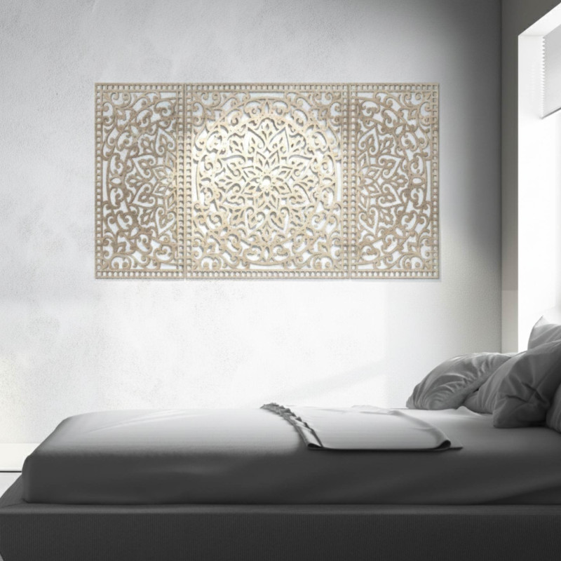 Luxuriöses Holzmandala an der Wand – 3D-Wanddekoration aus Holz