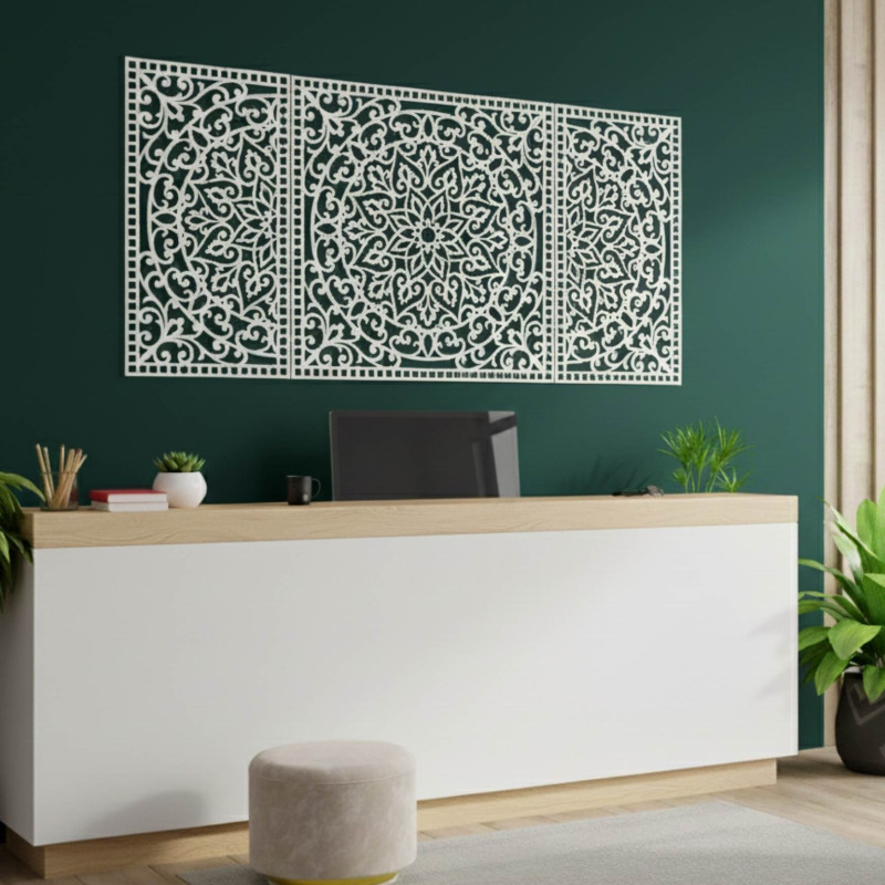 Elegante Mandala-Darstellung aus HDF, die die Wände Ihres Wohnzimmers oder Büros verschönert.