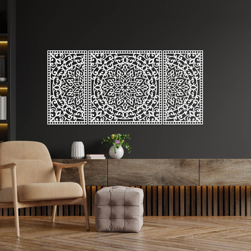 Elegante Mandala-Darstellung aus HDF, die die Wände Ihres Wohnzimmers oder Büros verschönert.