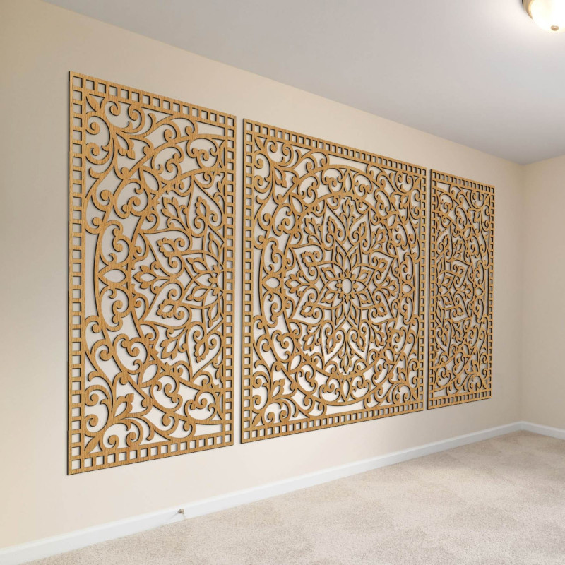 Mandala aus Holz mit feinen Details für Ausgeglichenheit und positive Energie