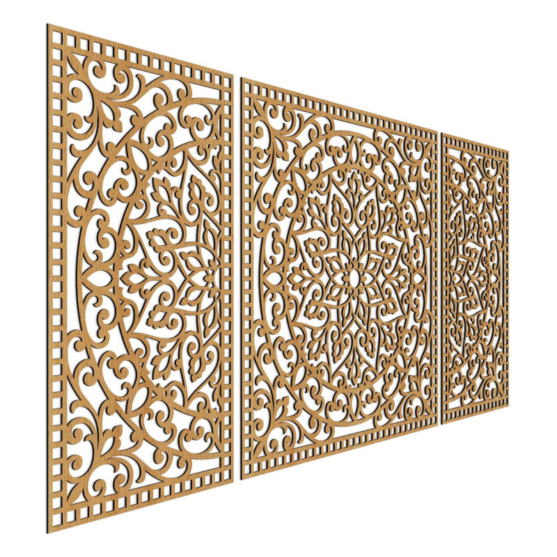 Mandala aus Holz mit feinen Details für Ausgeglichenheit und positive Energie