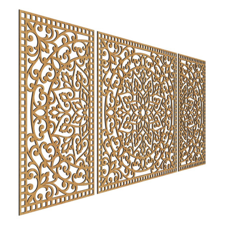 Mandala aus Holz mit feinen Details für Ausgeglichenheit und positive Energie