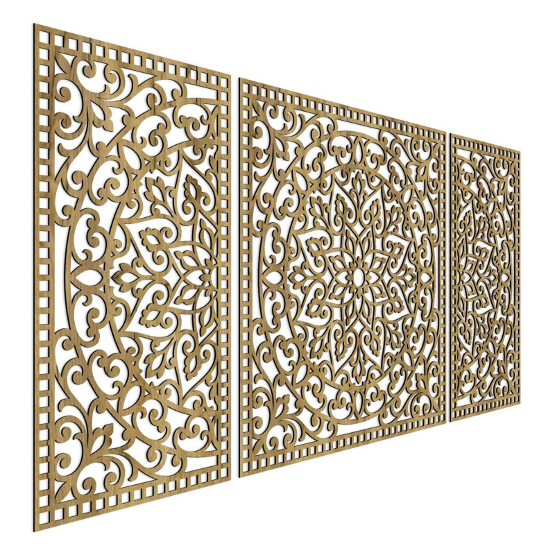 Mandala aus Holz mit feinen Details für Ausgeglichenheit und positive Energie