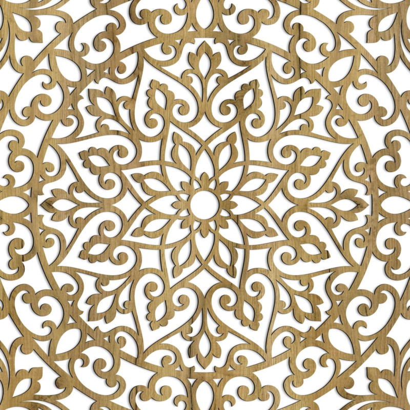 Mandala aus Holz mit feinen Details für Ausgeglichenheit und positive Energie