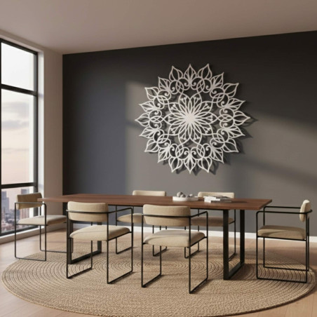 Handgefertigte Mandala-Holzfigur: Blume des Lebens