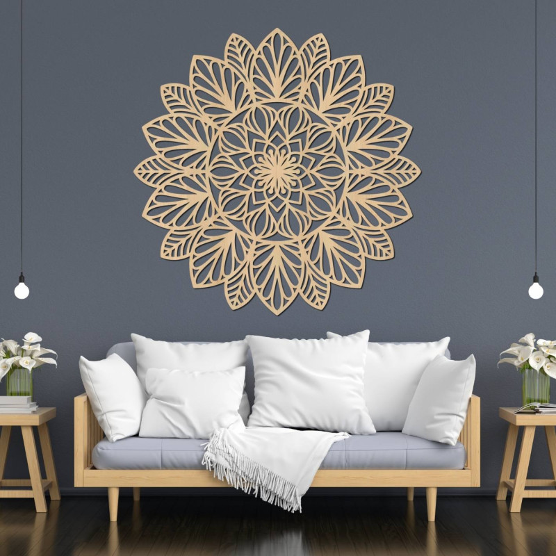 Holzmandala an der Wand - LOTUS