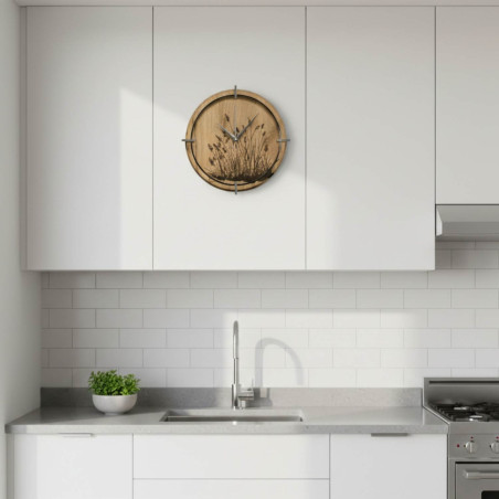 Runde Holzuhr mit natürlichem Muster