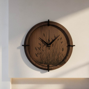 copy of Wanduhr aus Holz mit Wiesengrasmotiv | Goldene Eiche 2