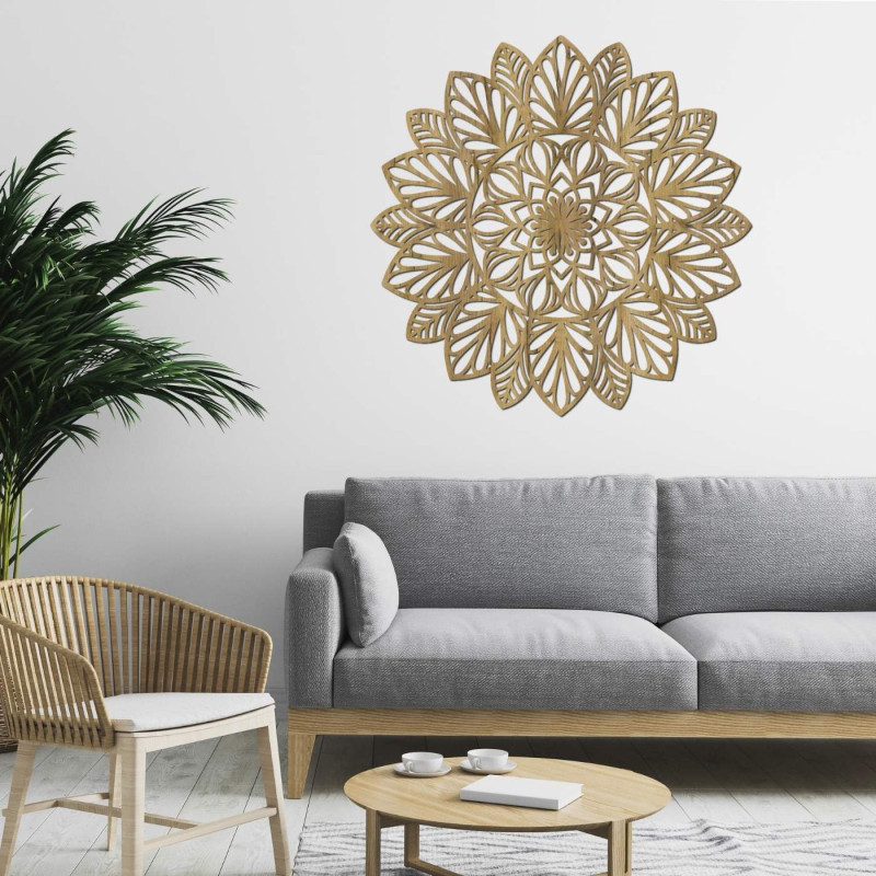Holzmandala an der Wand | LOTUS