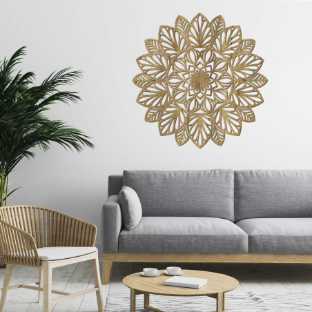 Hölzernes Mandala an der Wand – LOTUS