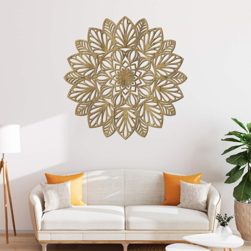 Hölzernes Mandala an der Wand – LOTUS