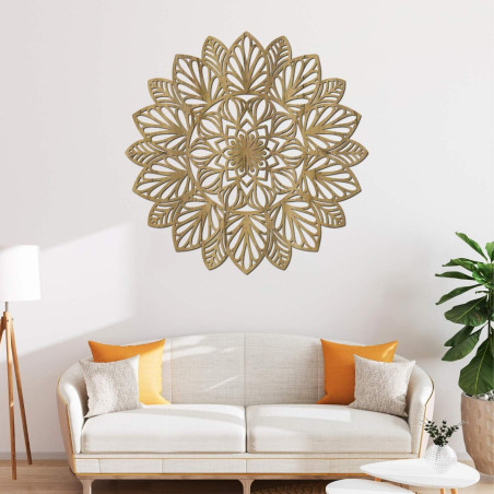 Hölzernes Mandala an der Wand – LOTUS