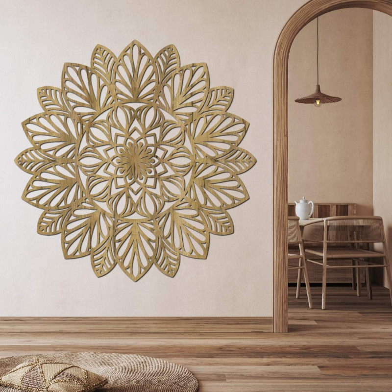 Mandala-Gemälde aus Holz – Designer-Dekoration für das Wohnzimmer