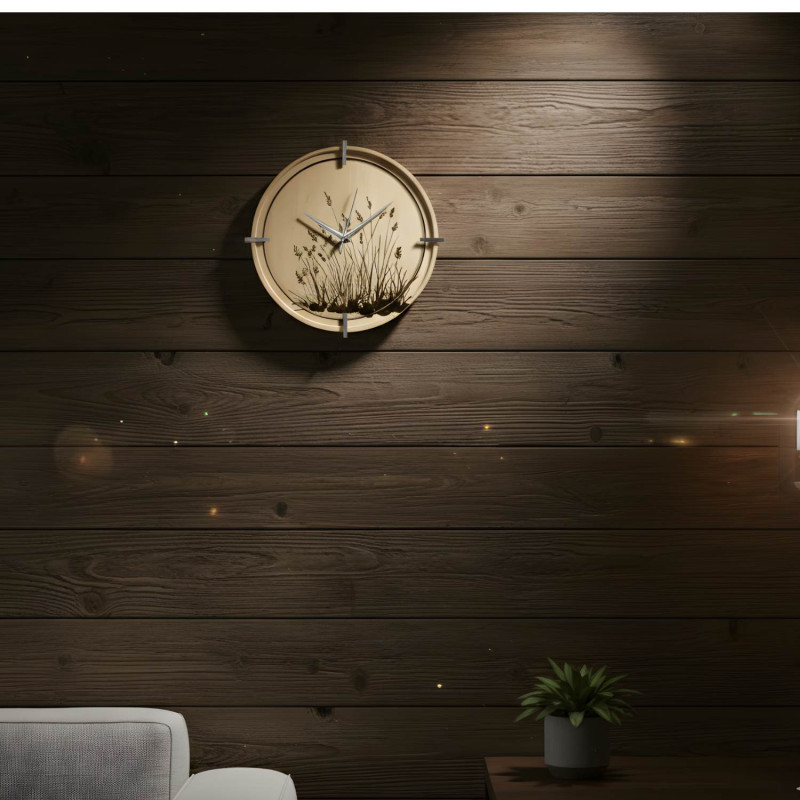 Elegante Uhr mit Grasmotiv für Ihr Zuhause