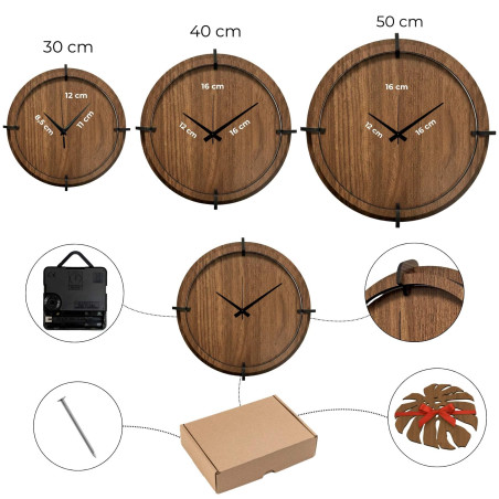 Designer-Wanduhr aus Holz – Grasmotiv | Wenge-Nussbaum