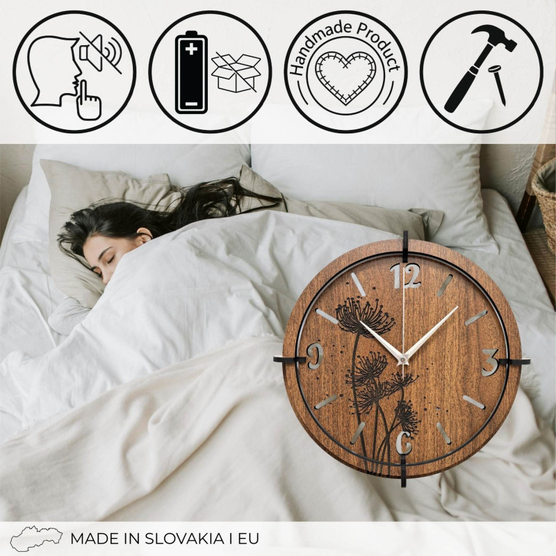 Designeruhr mit geräuschlosem Quarzwerk und silbernen Zeigern