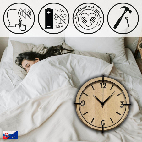 Elegante Wanduhr mit 3D-Zahlen, natürlicher Holzmaserung und modernem Look.