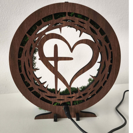 Moderne Lampe mit 3D-Motiv und lebendem Moos. Handgefertigt in der Slowakei für Ihr Interieur.