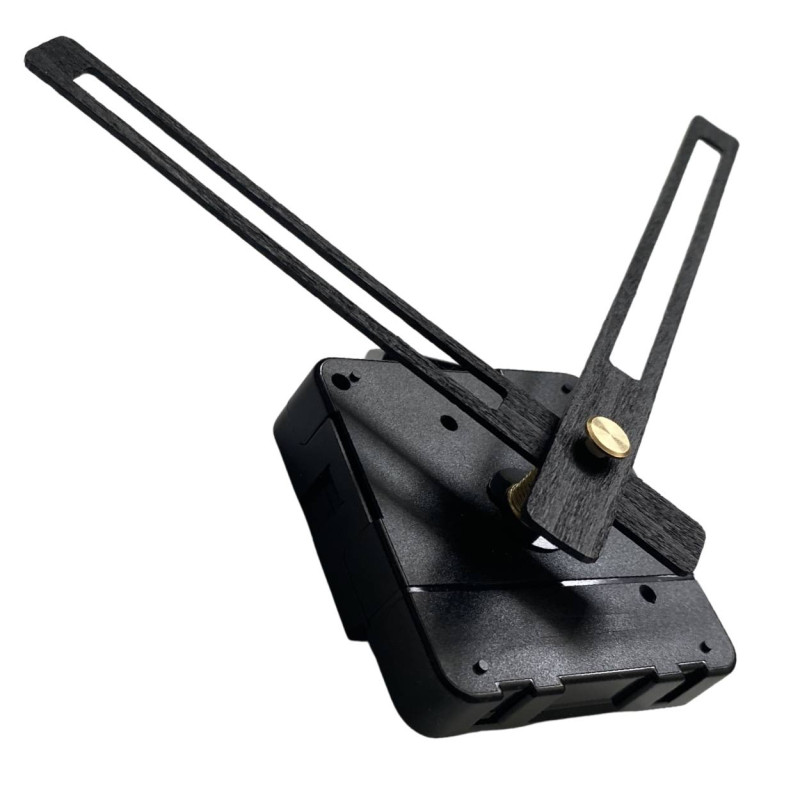 Schwarze Holzzeiger für eine Uhr mit leichtgängigem, leisem Quarzantrieb.