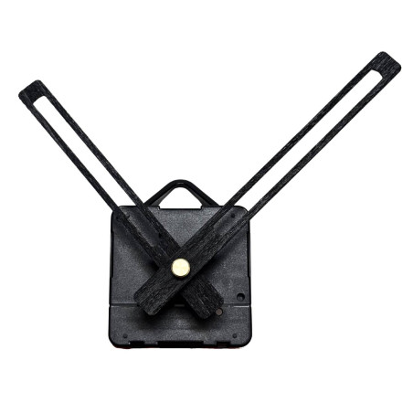 Schwarze Holzzeiger für eine Uhr mit leisem Quarzwerk für moderne Interieurs.