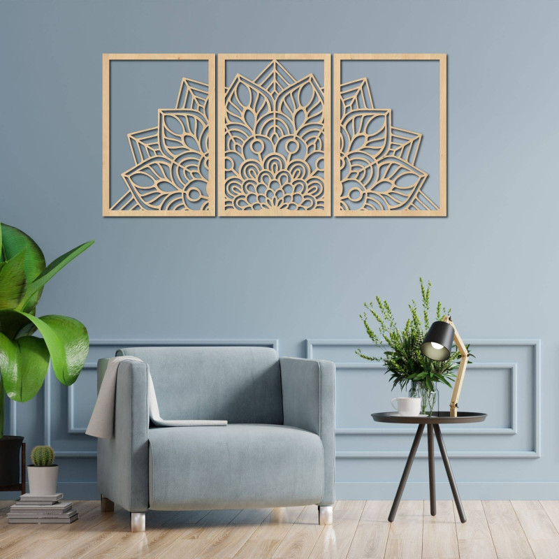 Moderne schwarze Mandala- und Holzuhr: Stilvolle Harmonie für Ihr Zuhause.