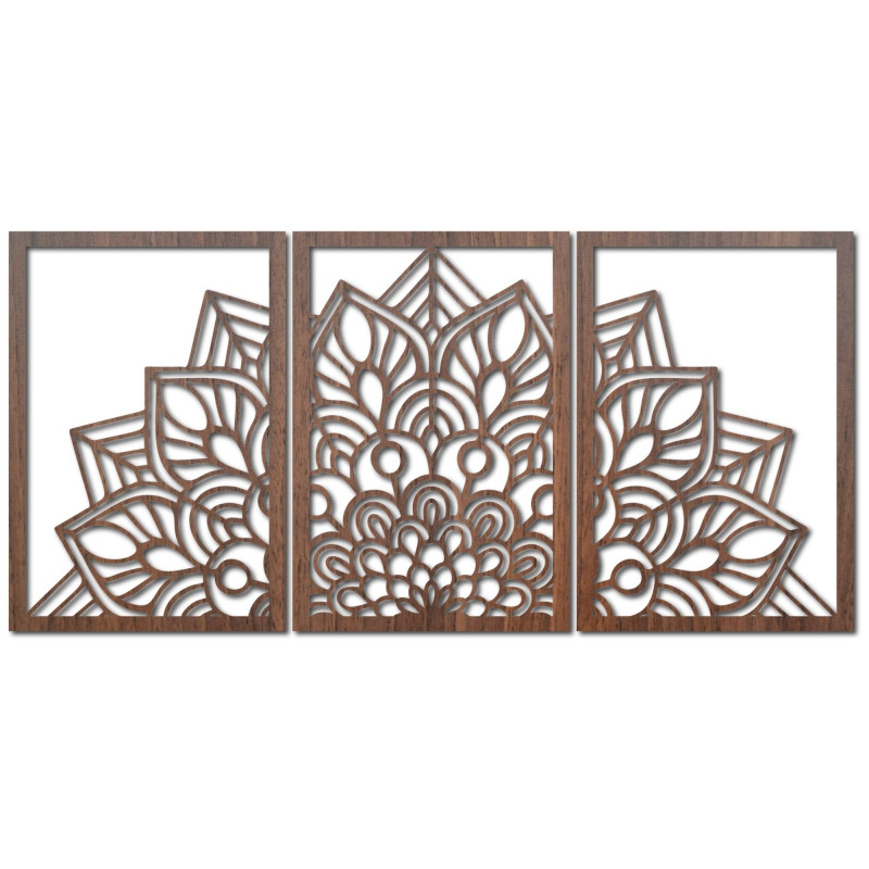 Moderne schwarze Mandala- und Holzuhr: Stilvolle Harmonie für Ihr Zuhause.