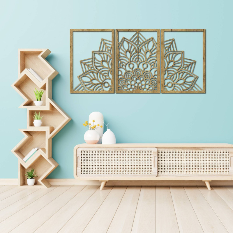 3-teiliges Blumenmandala für die Wand - FLOFER