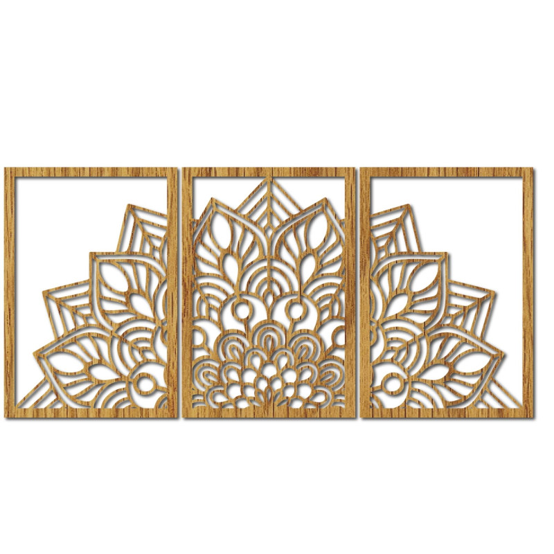 Harmonische schwarze Mandala- und Holzuhr. Eine perfekte Ergänzung für jeden Raum.
