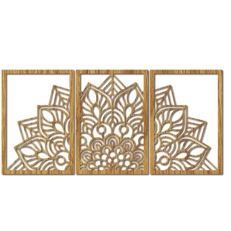 Harmonische schwarze Mandala- und Holzuhr. Eine perfekte Ergänzung für jeden Raum.