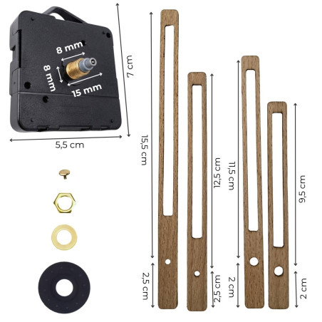 Elegante Zeiger aus Naturholz für DIY-Uhren und Dekorationsprojekte.