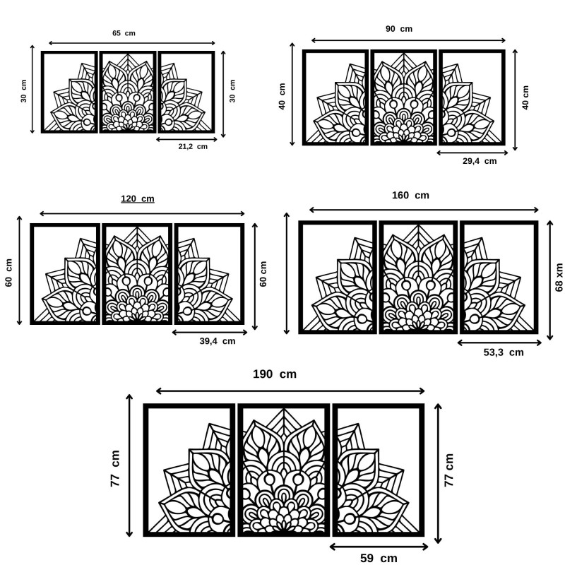 3-teiliges Blumenmandala für die Wand | FLOFER