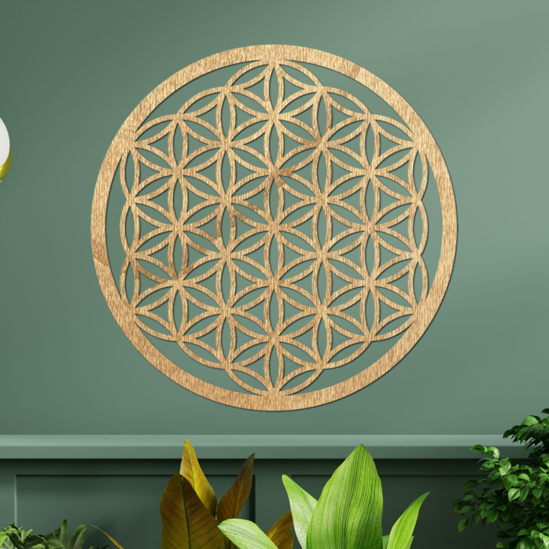 Mandala-Wandbild aus Holz | Blume des Lebens